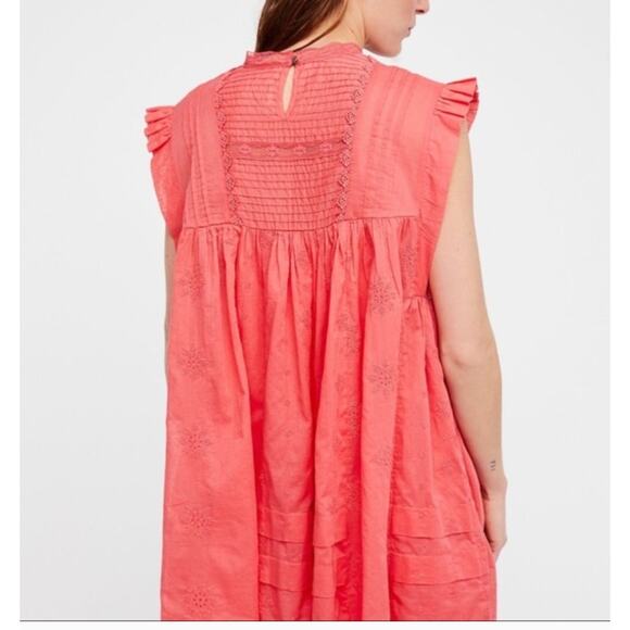 Free People Nobody Like You Boho Pintuck Lace Cotton Embellished Mini Dress XS - Picture 3 of 12